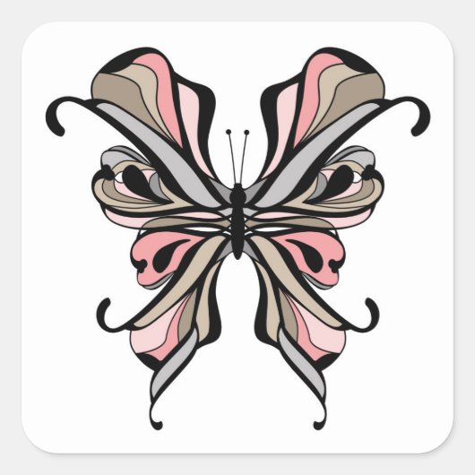 透かし模様の蝶 スクエアシール (正面)