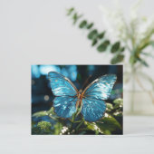 透かわいらし明な青い蝶 ポストカード (スタンド正面)