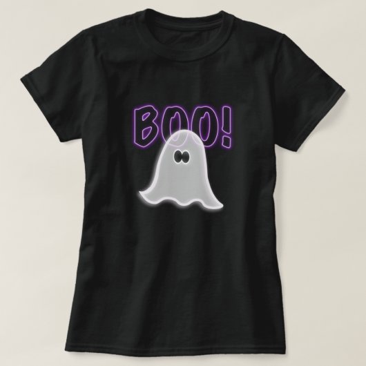 透けるような半透明の紫色のブー幽霊 Tシャツ (デザイン正面)