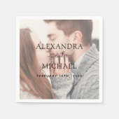 透エレガントモダン明な写真の結婚披露宴 スタンダードカクテルナプキン (正面)