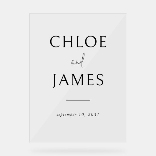 透エレガント明カスタムのカップル名結婚 アクリルサイン (正面)