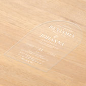 透エレガント澄ん明結婚アーチ アクリル招待状 (レイダウン)