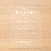 透エレガント澄ん明結婚アーチ アクリル招待状 (正面)