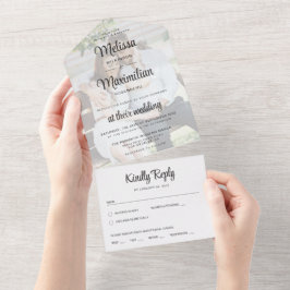 透モダン明な写シンプル真結婚の オールインワン招待状