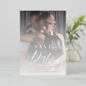 透モダン明結婚のカスタムPhoto Script 箔招待状 (立ち正面)