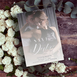 透モダン明結婚のカスタムPhoto Script 箔招待状