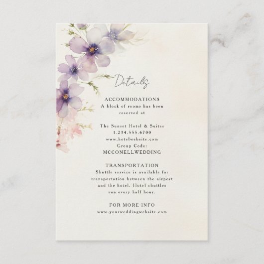 透光性水色フローラ結婚詳細カード エンクロージャーカード (正面)