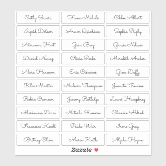 透明かわいいスクリプトゲスト名ステッカー シール (シート)