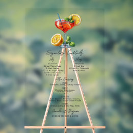 透明なイタリアンウェディングシグネチャーカクテル アクリルサイン