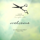 透明なウィンドウクリング　歓迎営業時間　ヘアサロン ウィンドウサイン (シート3)