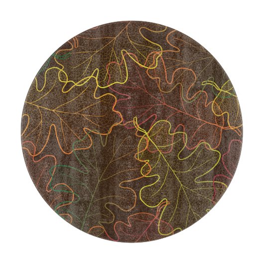 透明なオーク離れの、秋のパターン。 カッティングボード (正面)