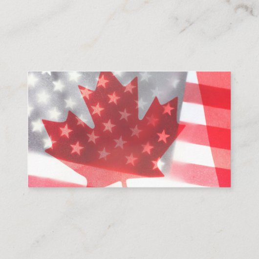 透明なカナダと米国のフラグがフェード 名刺 (裏面)
