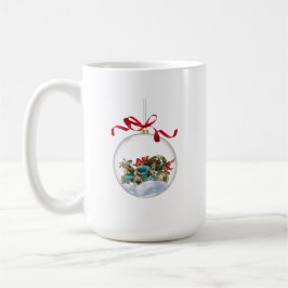透明なクリスマスオーナメントの中のビンテージカー コーヒーマグカップ