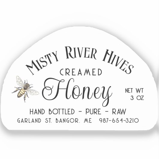 透明なクリーム状のハニーラベル3 oz Skip Jar シール (正面)