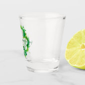 透明なシャムロックと緑の絵を描(ばちゃばちゃ)跳ねる ショットグラス (右)