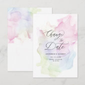 透明なシルクの優雅な日程変更 招待状 (正面/裏面)