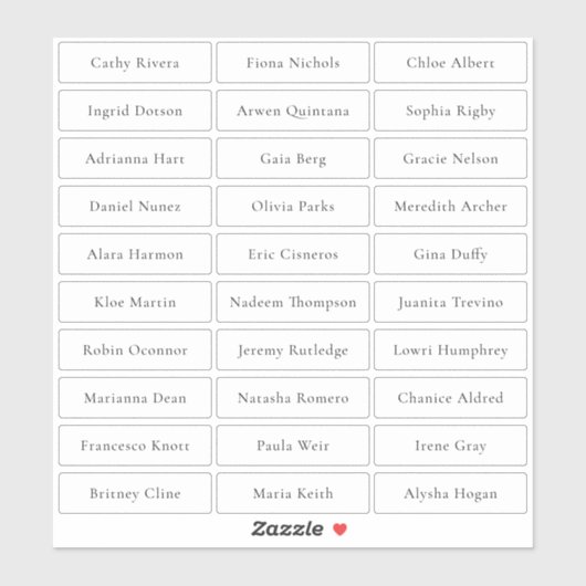 透明なシンプルゲスト名 シール (シート)