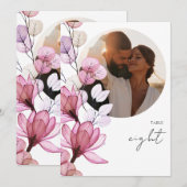 透明なダスティーローズの花の写真テーブルナンバー 招待状 (正面/裏面)