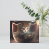 透明なティーカップの子猫 – Catポストカード ポストカード (スタンド正面)