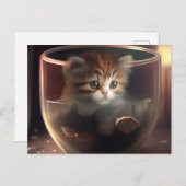 透明なティーカップの子猫 – Catポストカード ポストカード (正面/裏面)