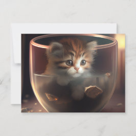 透明なティーカップの子猫 – Catポストカード ポストカード
