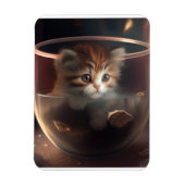 透明なティーカップの柔軟な写真の猫 マグネット (縦)