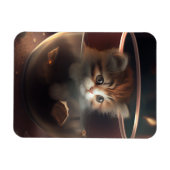 透明なティーカップフレキシブルフォトマグネットの中の猫 マグネット (横)