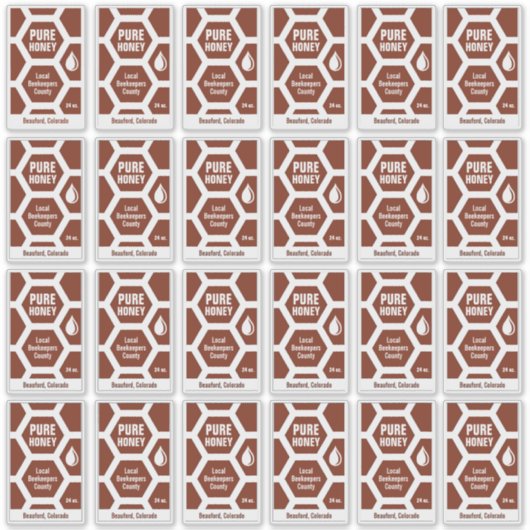 透明なハニカム状の瓶ラベル24個のセット シール (正面)