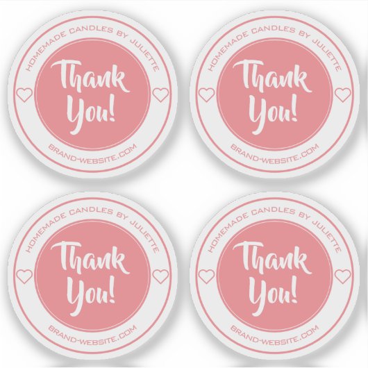 透明なパステルハートありがとうステッカーラベル シール (正面)