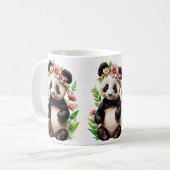 透明なパンダの花 コーヒーマグカップ (正面左)