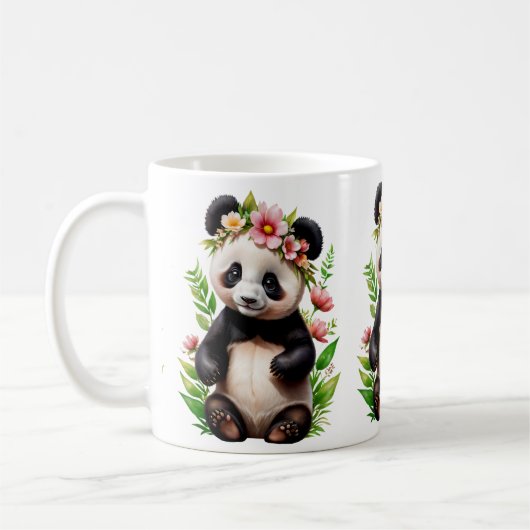 透明なパンダの花 コーヒーマグカップ (左)
