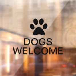 透明なビジネス用ビニール 犬たちを歓迎します ガラス ウィンドウサイン