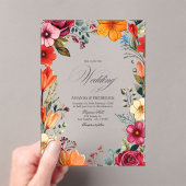 透明なビバントな花のメキシカンフィエスタウェディング アクリル招待状 (インサイチュ (ポータブル))