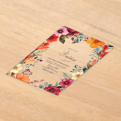 透明なビバントな花のメキシカンフィエスタウェディング アクリル招待状 (レイダウン)