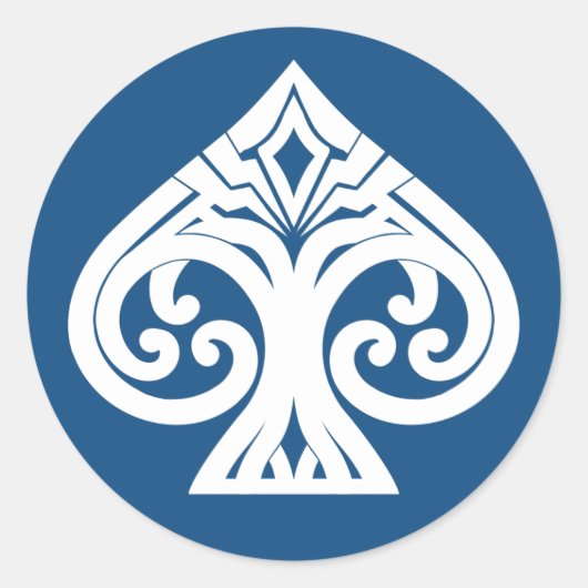 透明なフチなしアールデコのエーススペード ラウンドシール (正面)