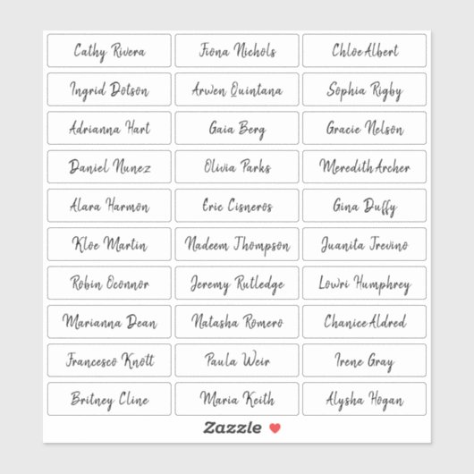 透明なブラシスクリプトゲスト名 シール (シート)