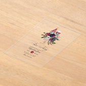 透明なブルゴーニュフローラワインの試飲 アクリル招待状 (レイダウン)