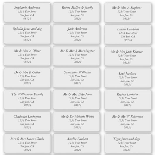 透明なプレーン受信者の住所 シール (正面)