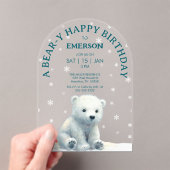 透明なホッキョクグマの誕生日 アクリル招待状 (インサイチュ (ポータブル))