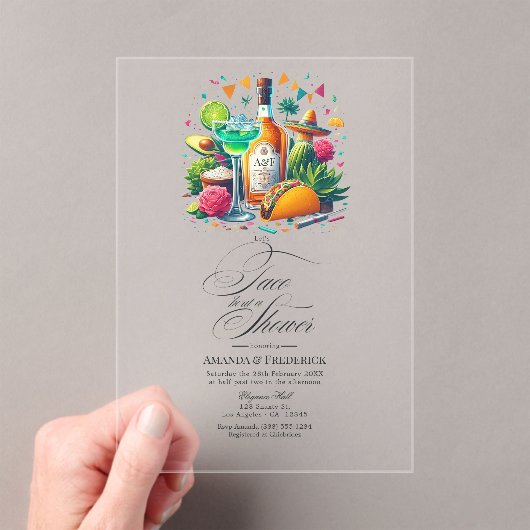 透明なメキシコのフィエスタタコ'シャワーを取る アクリル招待状 (インサイチュ (ポータブル))