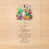 透明なメキシコのフィエスタタコ'シャワーを取る アクリル招待状 (正面)