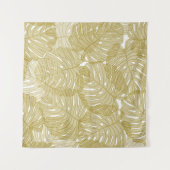 透明なモンステラ離れの背景（白） タペストリー (正面(横))