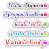 透明なロングシール/ラストネームハート シール (正面)