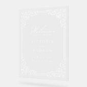 透明なヴィンテージフレームエレガントな結婚式へようこそ アクリルサイン (傾斜)