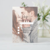 透明な写真とタイポグラフィーの結婚式とRSVP 招待状 (スタンド正面)