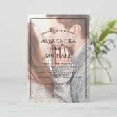 透明な写真結婚とタイポグラフィの招待 招待状 (スタンド正面)