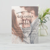 透明な写真結婚とタイポグラフィ 招待状 (スタンド正面)