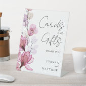 透明な埃っぽいバラフローラカードとギフト 台座サイン (インサイチュ)