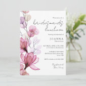 透明な埃っぽいバラフローラブリデスメイドランチョン 招待状 (スタンド正面)