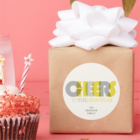 透明な太字の新年のお祝いステッカー ラウンドシール (パーティー)